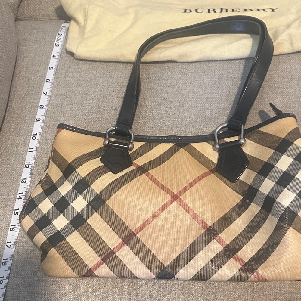 Burberry Tan and Black Check Shoulder Bag